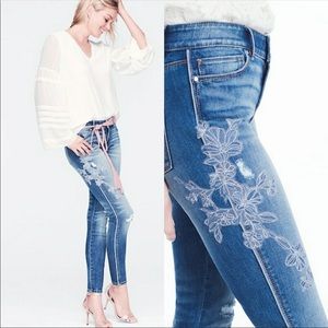 White House Black Market Embroidered Skinny Jeans